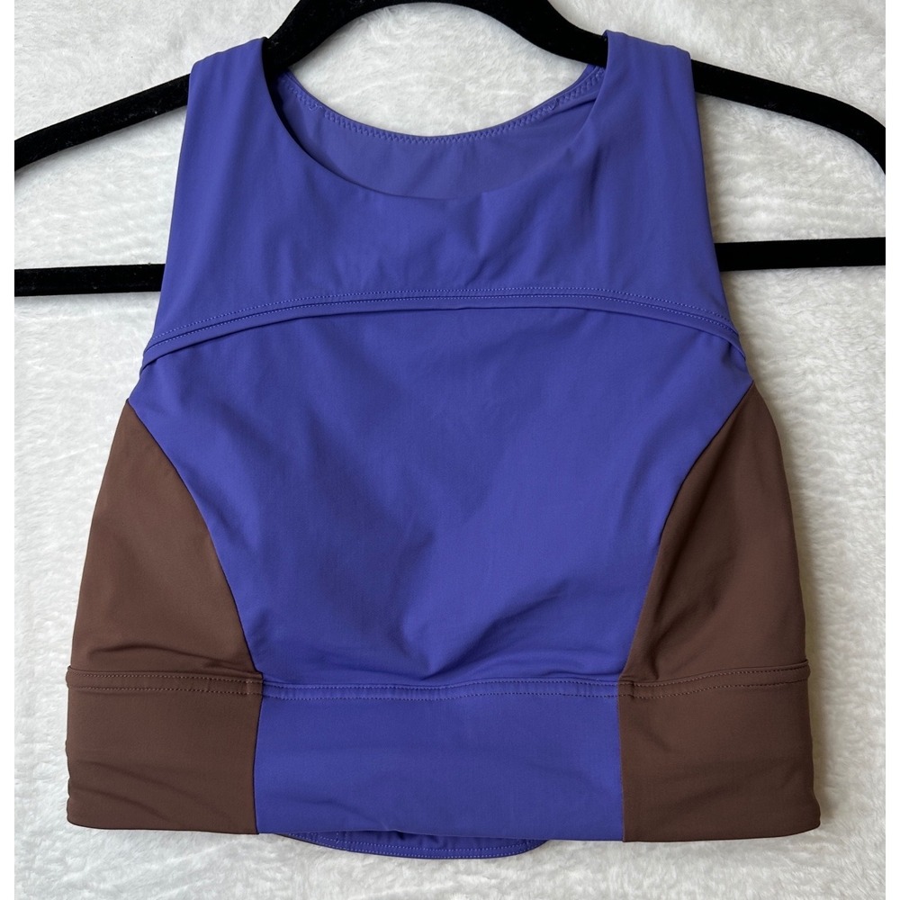 Lululemon Hike to Swim Bra High Neck Colorblock Racerback Purple Brown Size 8